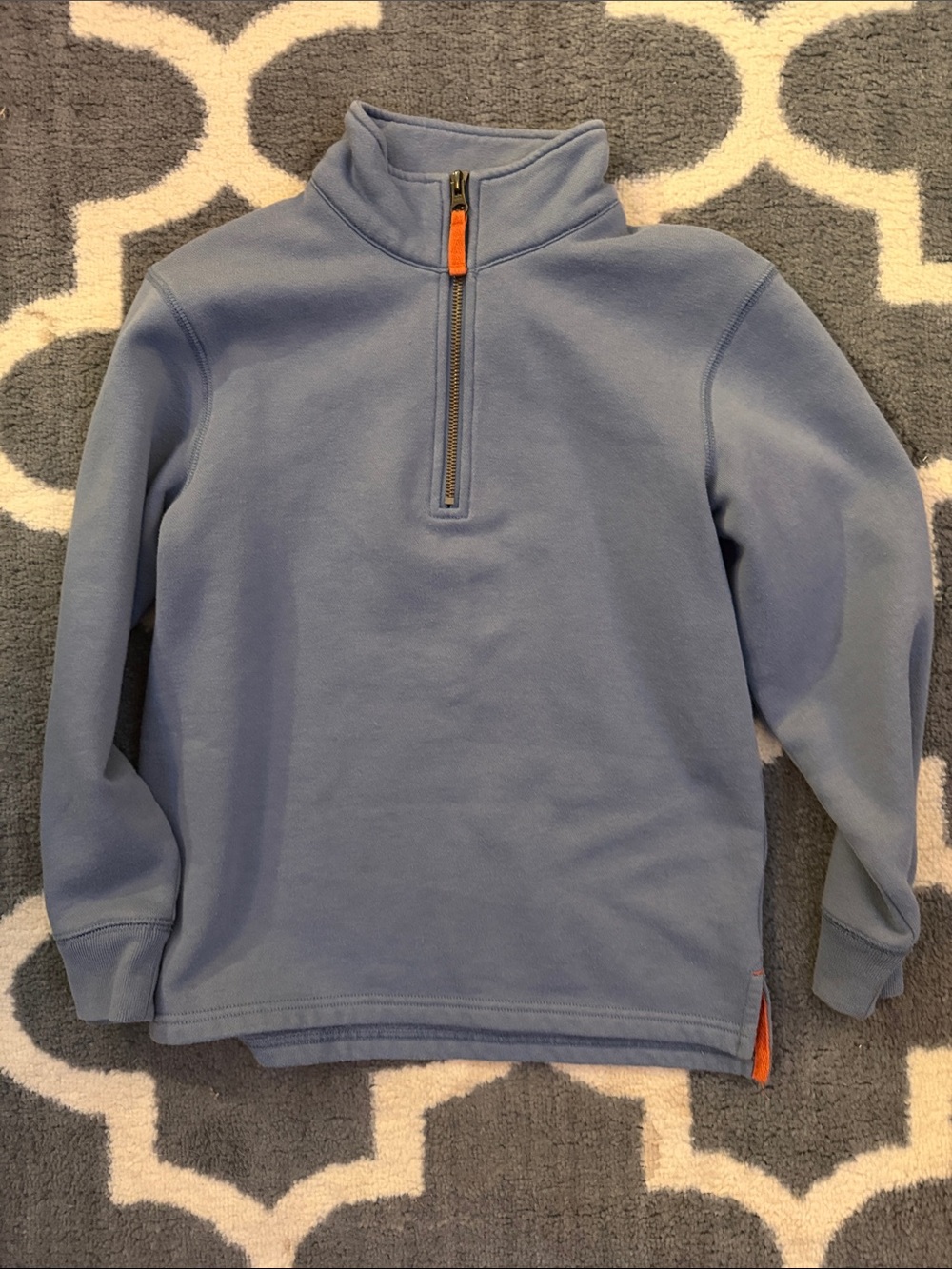 Mini Boden Light Blue Quarter-Zip Fleece with Orange Zip Pull